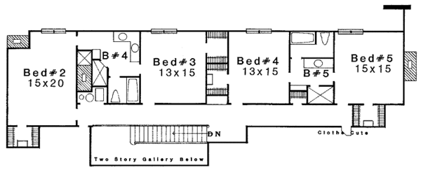 House Design - Traditional Floor Plan - Upper Floor Plan #310-1065