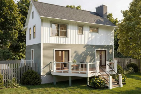 Exterior - Rear Elevation for Farmhouse House Plan #79-189 - 3 bed, 2.5 bath