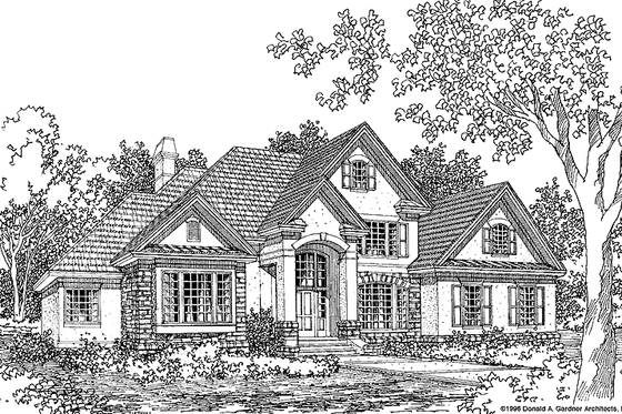 Exterior - Front Elevation 3 for European House Plan #929-322 - 3 bed, 2.5 bath