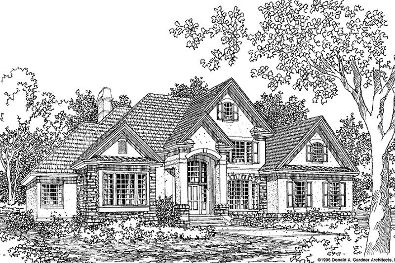 Home Plan - Exterior - Front Elevation 3 for European House Plan #929-322 - 3 bed, 2.5 bath