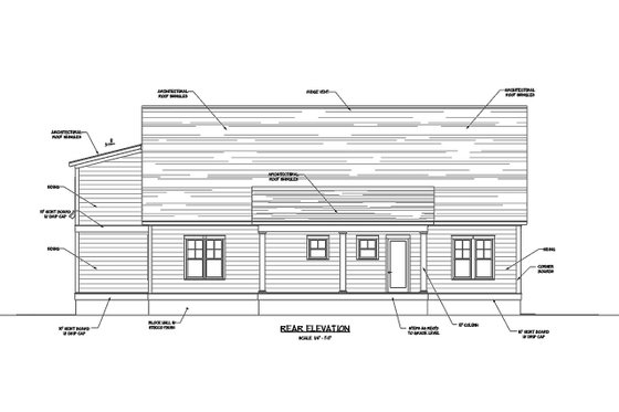 Exterior - Rear Elevation for Farmhouse House Plan #1071-9 - 3 bed, 2.5 bath