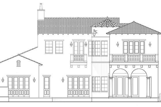 Exterior - Rear Elevation for Mediterranean House Plan #1058-154 - 5 bed, 5.5 bath