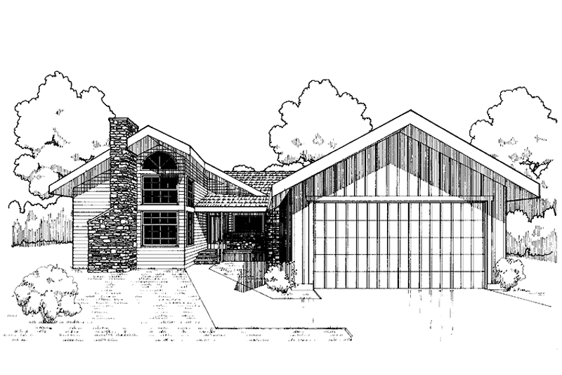 Home Plan - Exterior - Front Elevation 3 for Contemporary House Plan #60-984 - 2 bed, 2 bath