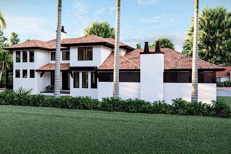 Home Plan - Exterior - Rear Elevation 1 for Mediterranean House Plan #455-555 - 4 bed, 3.5 bath