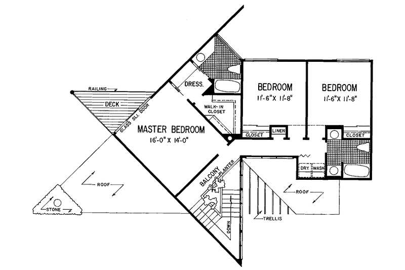 Dream House Plan - Floor Plan - Upper Floor for Contemporary House Plan #72-1060 - 3 bed, 2 bath