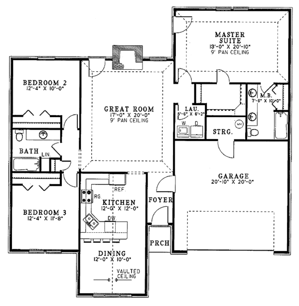 Dream House Plan - Ranch Floor Plan - Main Floor Plan #17-3204