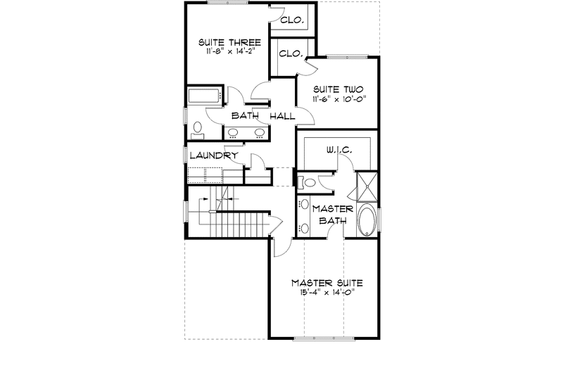 Dream House Plan - Floor Plan - Upper Floor for Tudor House Plan #413-911 - 4 bed, 3.5 bath