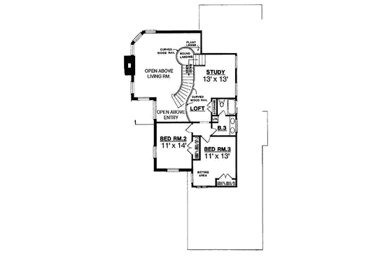 Floor Plan - Upper Floor for Traditional House Plan #40-182 - 3 bed, 2.5 bath