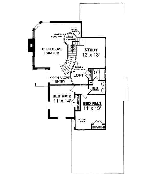 Traditional Floor Plan - Upper Floor Plan #40-182