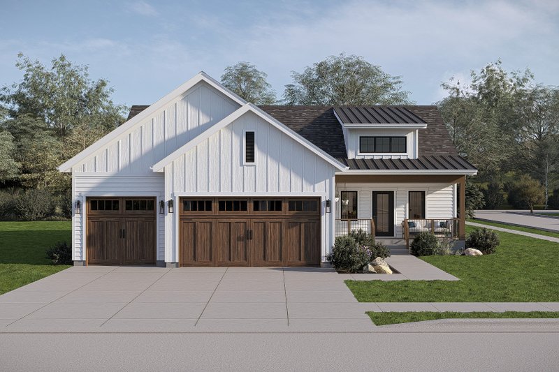 Architectural House Design - Exterior - Front Elevation 3 for Farmhouse House Plan #455-804 - 3 bed, 2 bath