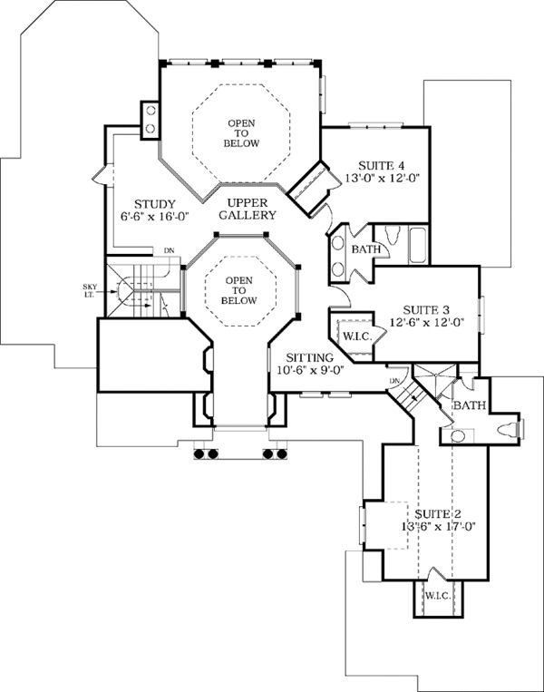 House Design - Mediterranean Floor Plan - Upper Floor Plan #453-185