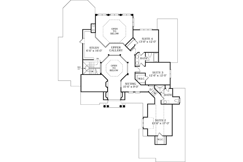 Architectural House Design - Floor Plan - Upper Floor for Mediterranean House Plan #453-185 - 4 bed, 3.5 bath
