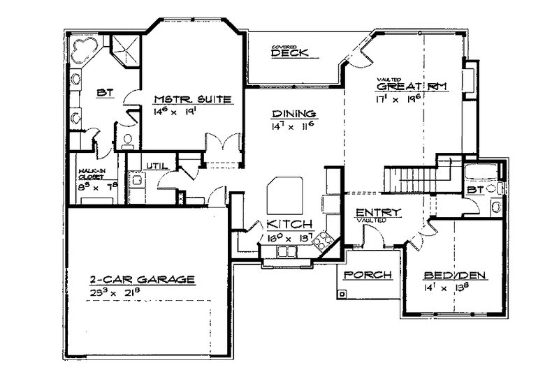 Home Plan - Floor Plan - Main Floor for Traditional House Plan #308-280 - 2 bed, 2 bath