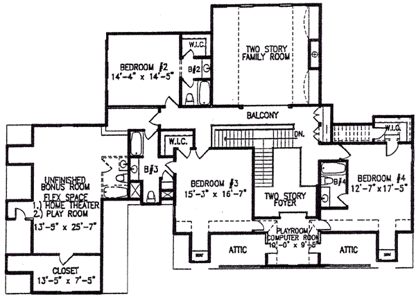 Home Plan - Southern Floor Plan - Upper Floor Plan #54-114
