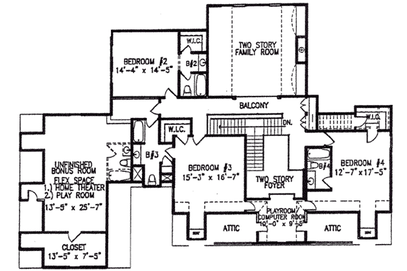 Home Plan - Floor Plan - Upper Floor for Southern House Plan #54-114 - 4 bed, 3.5 bath
