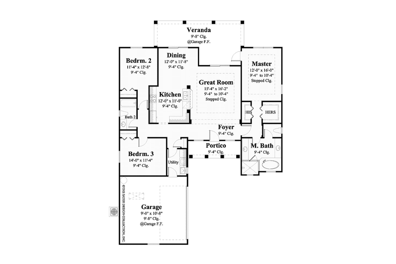 Home Plan - Floor Plan - Main Floor for Classical House Plan #930-439 - 3 bed, 2 bath
