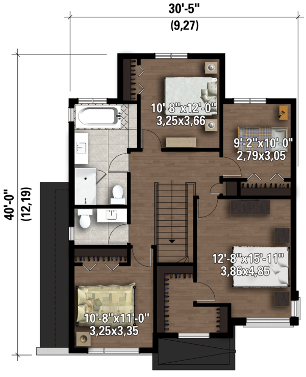 Contemporary Floor Plan - Upper Floor Plan #25-4607