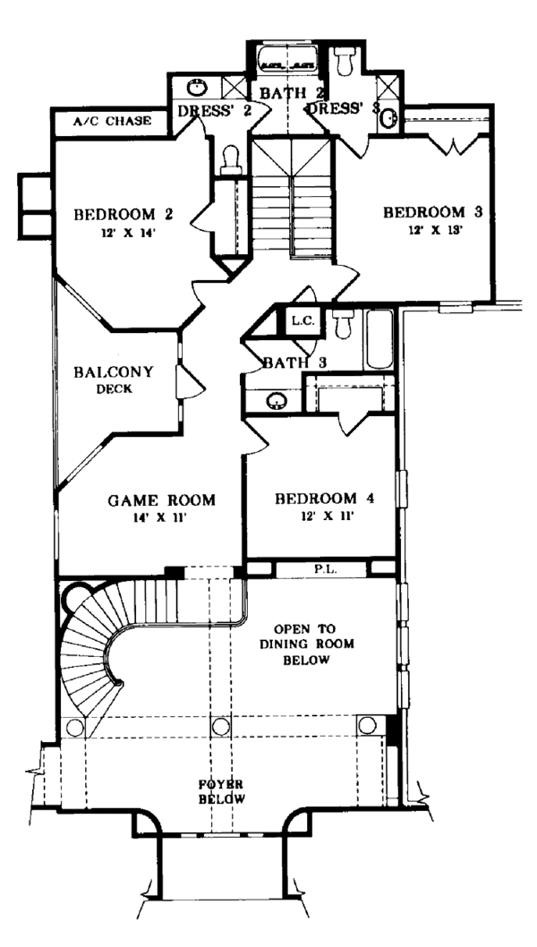 House Plan Design - Traditional Floor Plan - Upper Floor Plan #952-29