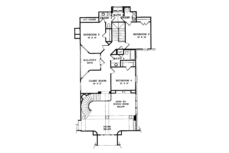 Dream House Plan - Floor Plan - Upper Floor for Traditional House Plan #952-29 - 4 bed, 3 bath