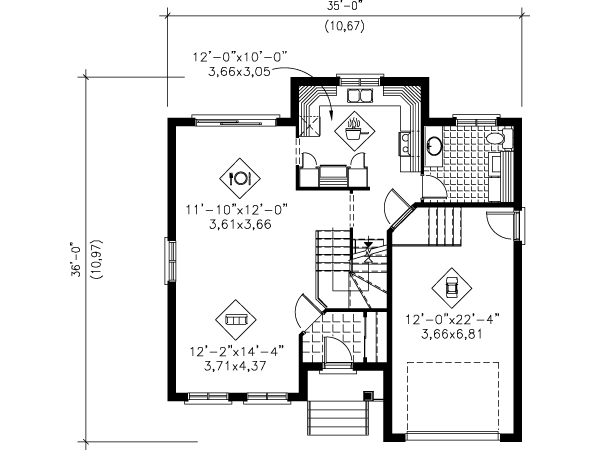 European Floor Plan - Main Floor Plan #25-4154