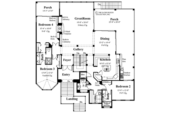 Floor Plan - Main Floor for Traditional House Plan #930-133 - 5 bed, 4.5 bath