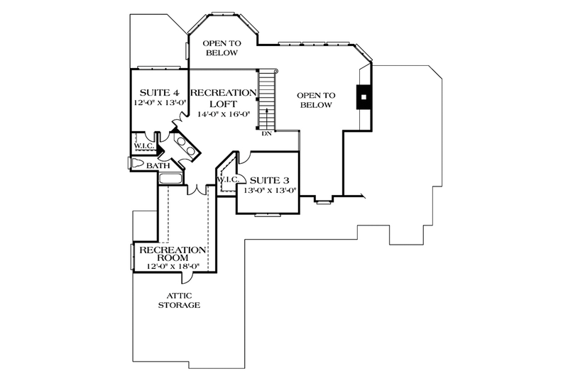 Dream House Plan - Floor Plan - Upper Floor for Traditional House Plan #453-349 - 4 bed, 3 bath