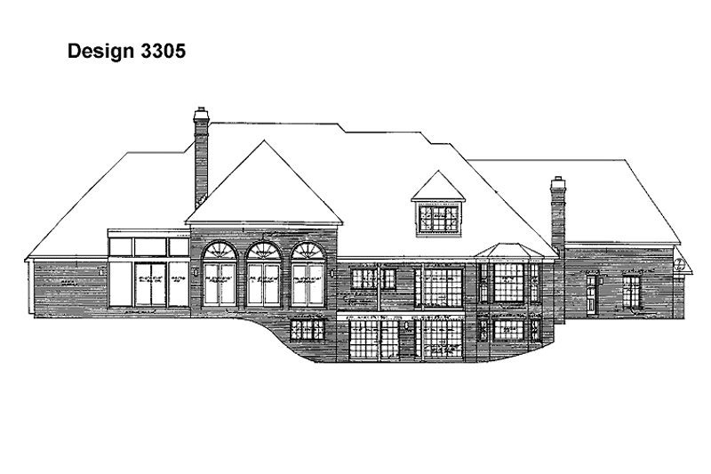Home Plan - Exterior - Rear Elevation for European House Plan #72-834 - 4 bed, 3 bath