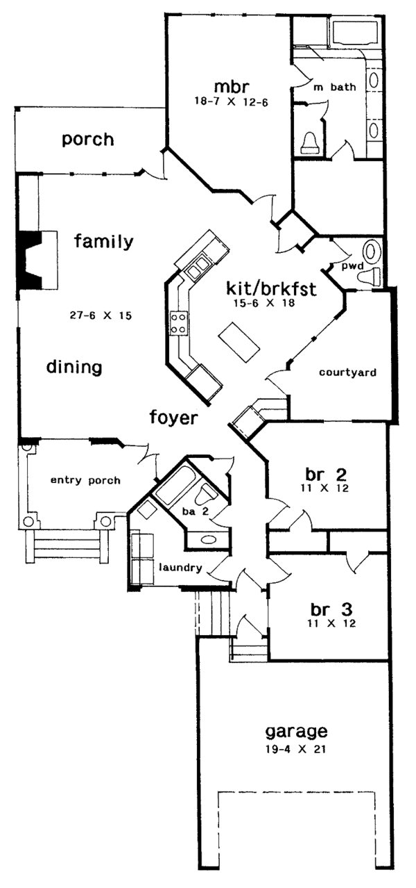 House Plan Design - European Floor Plan - Main Floor Plan #301-156