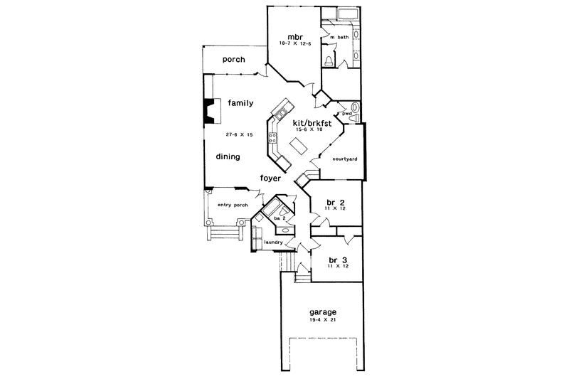 House Plan Design - Floor Plan - Main Floor for European House Plan #301-156 - 3 bed, 2.5 bath