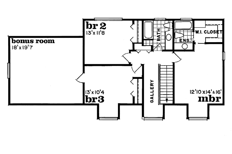House Blueprint - Floor Plan - Upper Floor for Country House Plan #47-669 - 3 bed, 2.5 bath