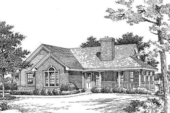 Exterior - Front Elevation 3 for Country House Plan #57-188 - 3 bed, 2 bath
