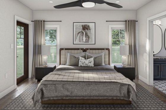 Interior - Master Bedroom for Barndominium House Plan #455-279 - 1 bed, 1.5 bath