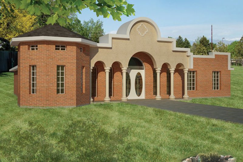 Dream House Plan - Exterior - Front Elevation 3 for Adobe / Southwestern House Plan #1061-24 - 3 bed, 2 bath