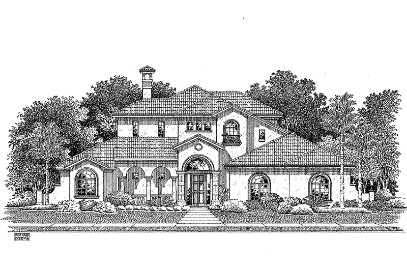 Home Plan - Exterior - Front Elevation 3 for Mediterranean House Plan #999-111 - 3 bed, 3 bath