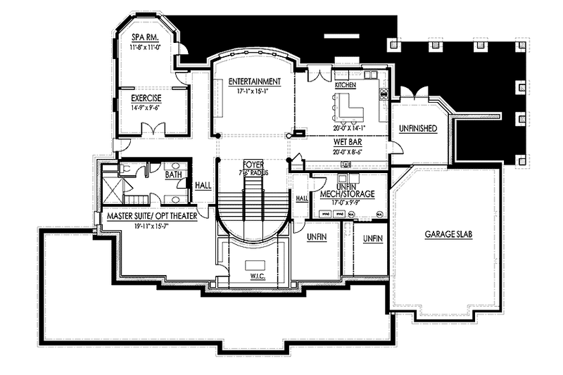 Architectural House Design - Floor Plan - Lower Floor for Colonial House Plan #119-412 - 5 bed, 5.5 bath