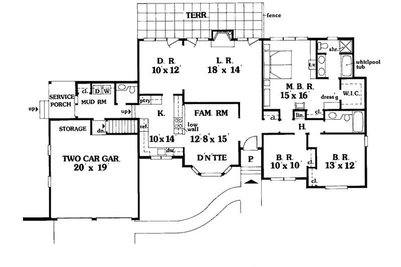 Home Plan - Floor Plan - Main Floor for Colonial House Plan #456-59 - 3 bed, 2.5 bath