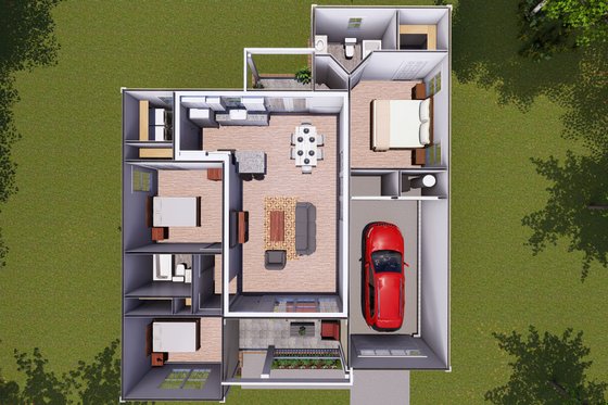 Floor Plan - Main Floor for Traditional House Plan #513-9 - 3 bed, 2 bath