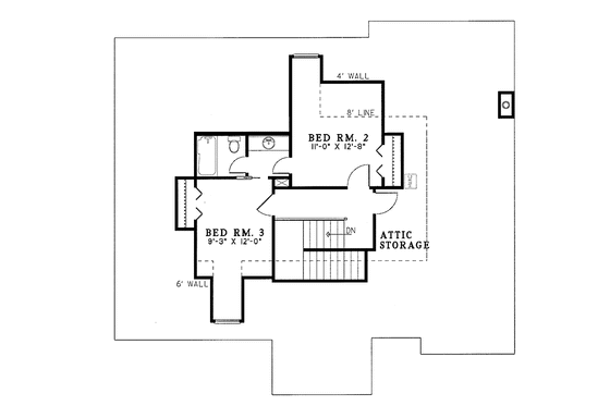 Floor Plan - Upper Floor for Tudor House Plan #17-2708 - 3 bed, 2.5 bath