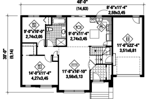 Floor Plan - Main Floor for Contemporary House Plan #25-4273 - 2 bed, 1 bath