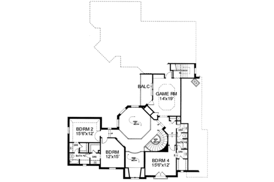 Floor Plan - Upper Floor for European House Plan #141-134 - 5 bed, 4.5 bath