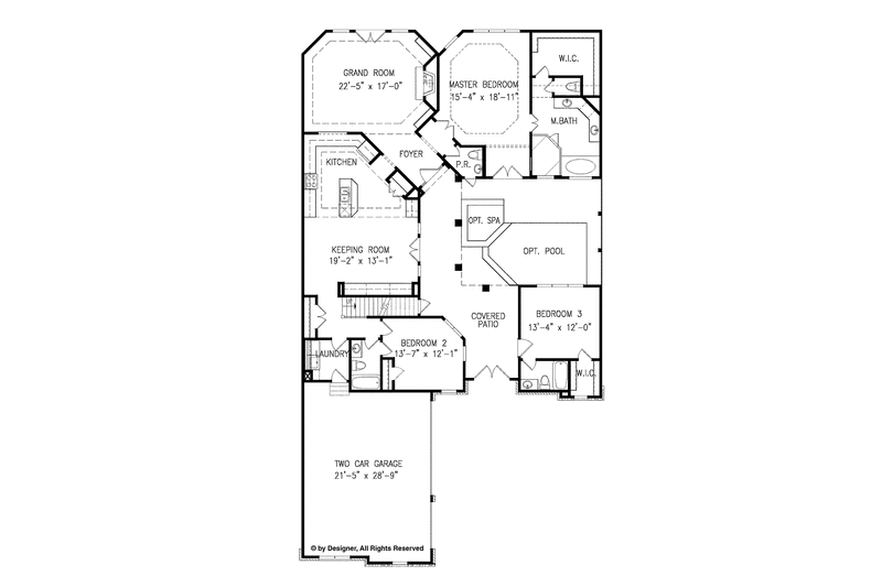 House Blueprint - Floor Plan - Main Floor for Traditional House Plan #54-351 - 3 bed, 2.5 bath