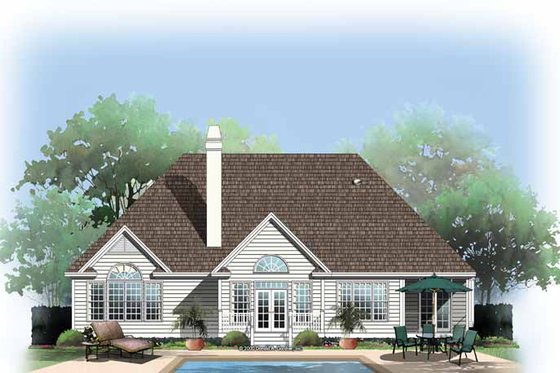 Exterior - Rear Elevation for Ranch House Plan #929-582 - 3 bed, 2 bath