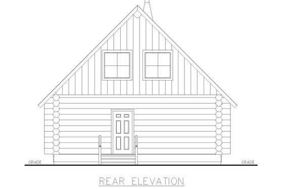 Exterior - Rear Elevation for Log House Plan #117-1033 - 1 bed, 1 bath
