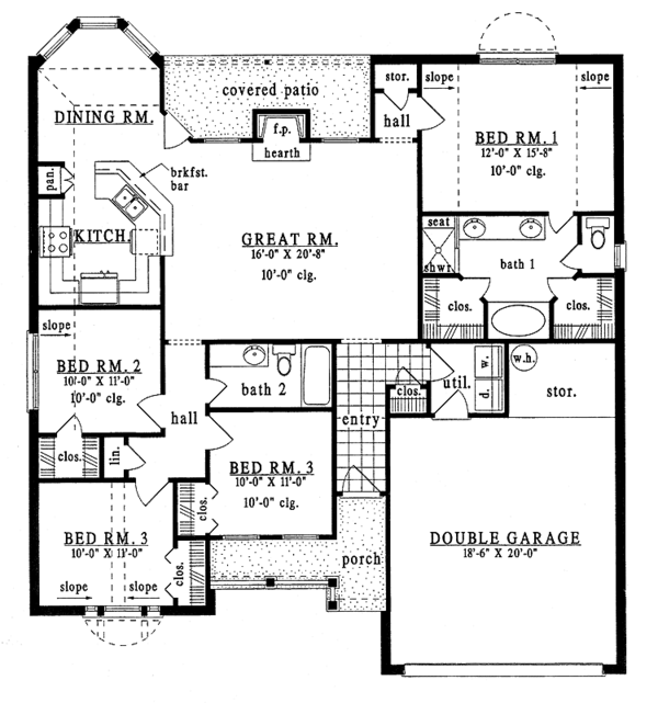 House Design - Ranch Floor Plan - Main Floor Plan #42-529