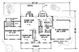 Floor Plan - Main Floor for Farmhouse House Plan #3-308 - 5 bed, 2.5 bath