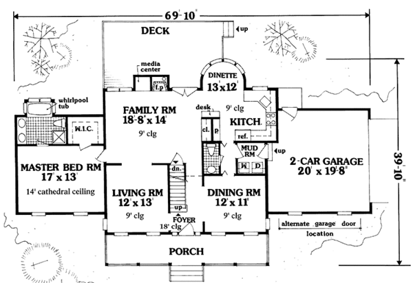 House Design - Country Floor Plan - Main Floor Plan #3-308