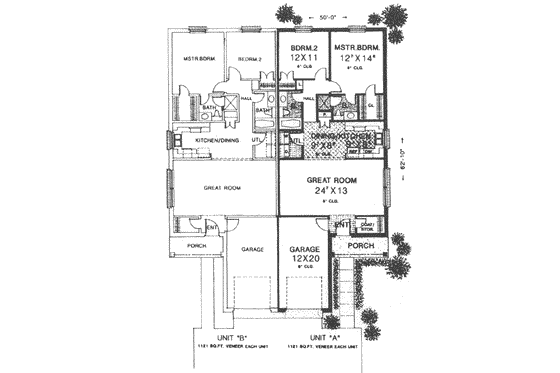 Floor Plan - Main Floor for Traditional House Plan #310-436 - 2 bed, 2 bath