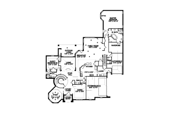 Floor Plan - Main Floor for European House Plan #141-323 - 5 bed, 5.5 bath