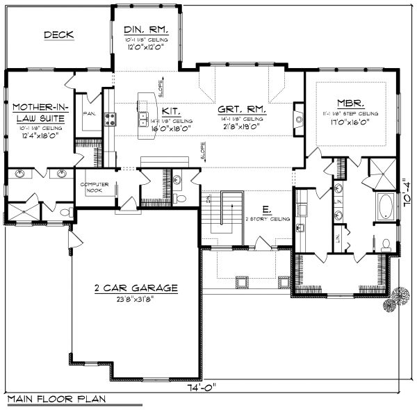 Architectural House Design - Ranch Floor Plan - Main Floor Plan #70-1175