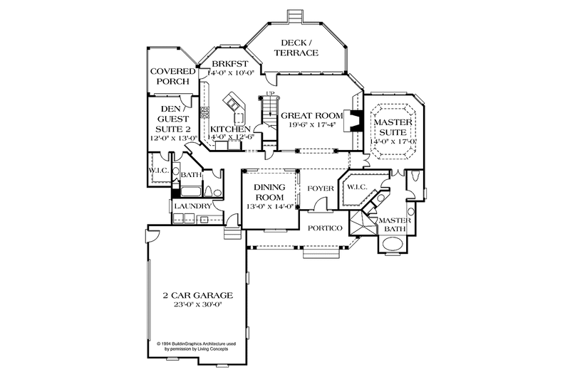 House Blueprint - Floor Plan - Main Floor for Country House Plan #453-480 - 4 bed, 3 bath